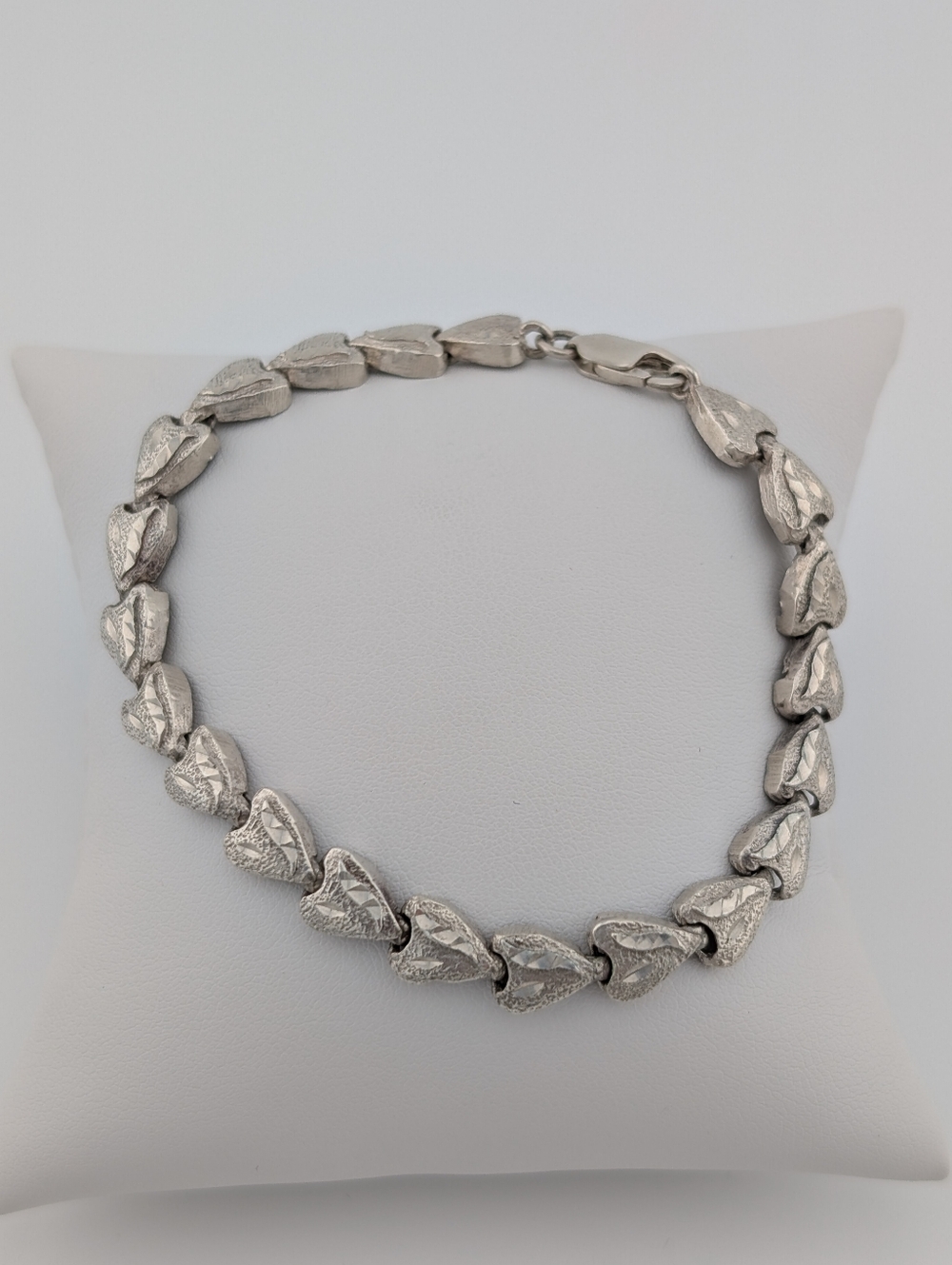 Vintage 925 Sterling Silver Heart Tennis Bracelet